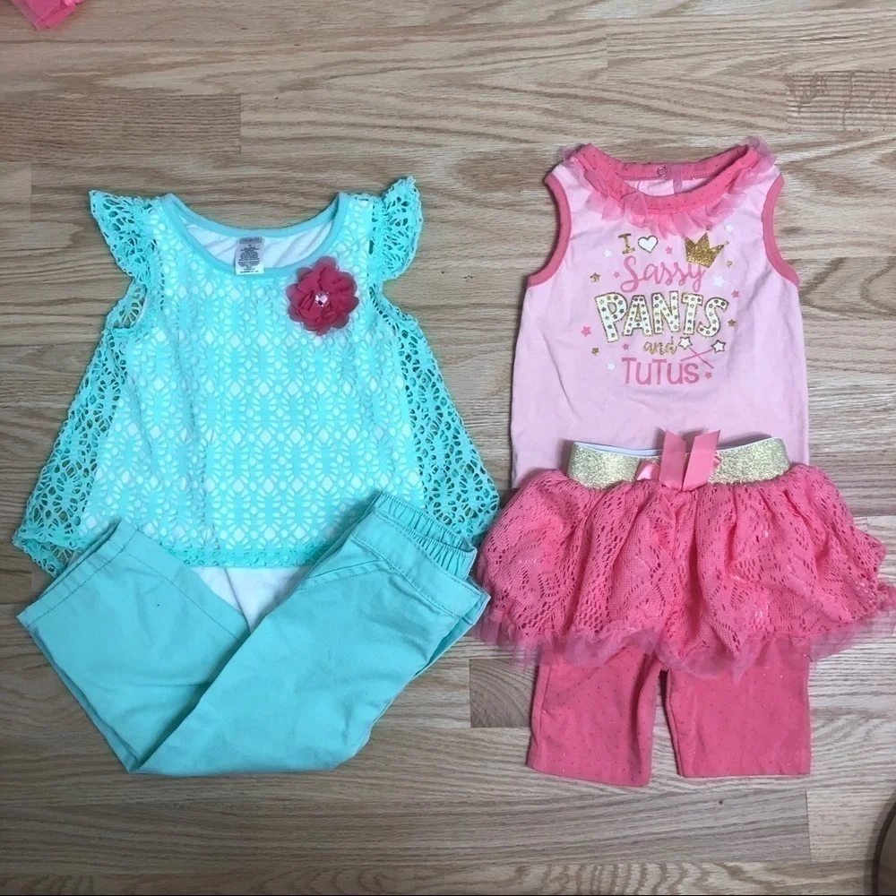 Toddler Outfit Set 24 months 2T Tutu Blue Girls